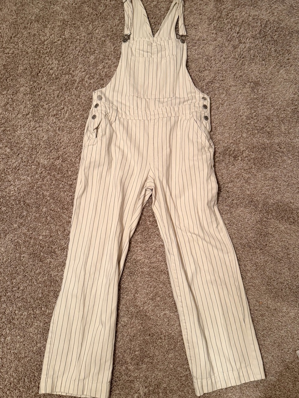 Cotton On Cream Pinstripe Overall Jumpsuit